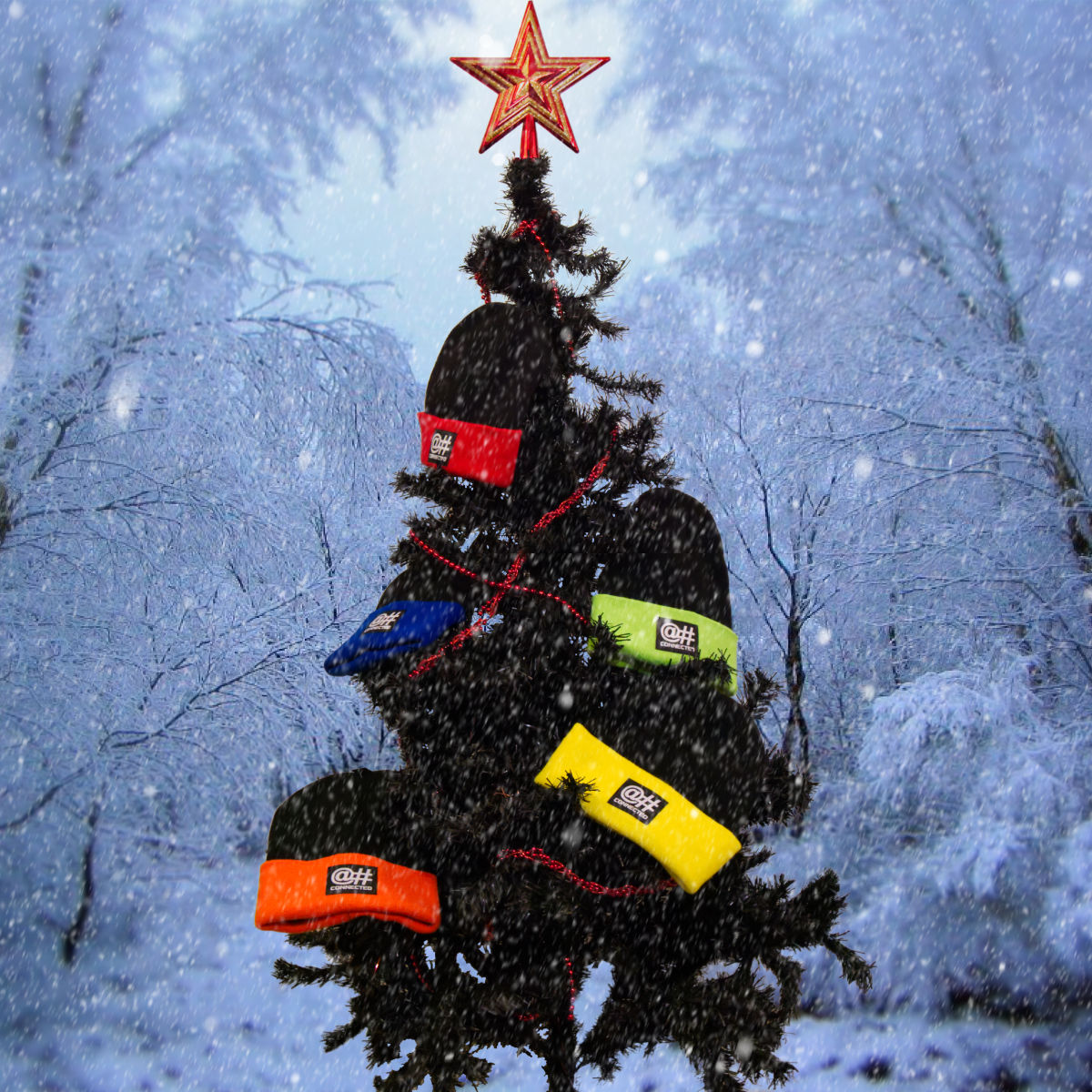 Bonnet recyclé orange & noir