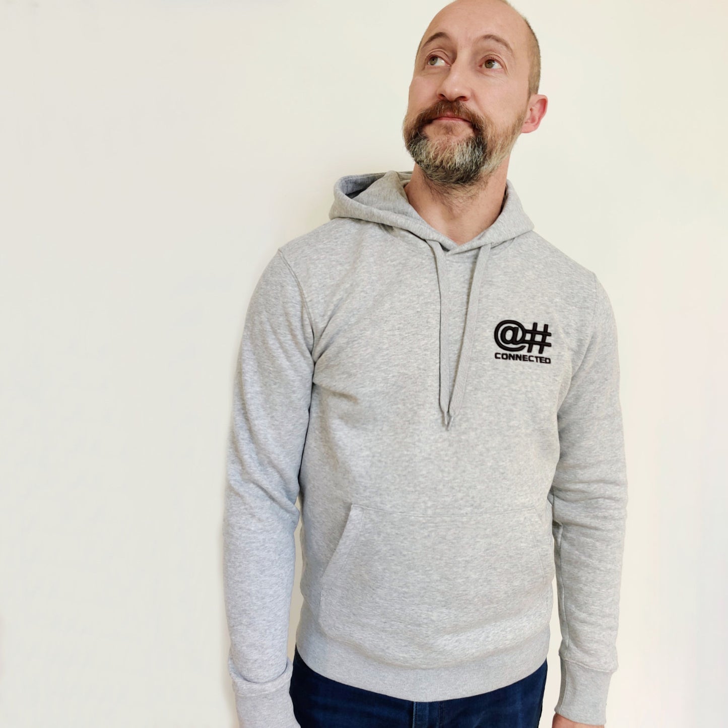 Sweat à capuche homme gris en coton bio