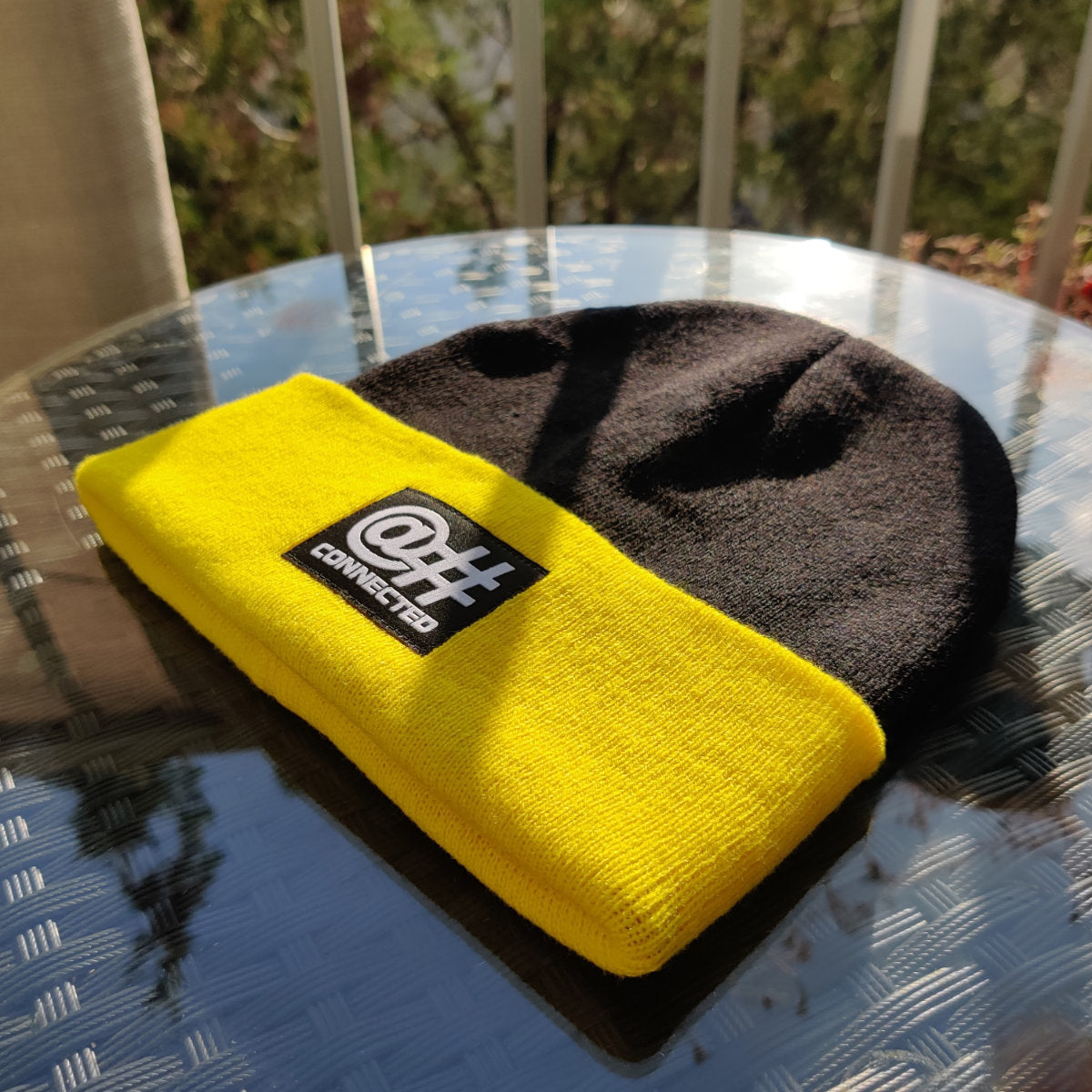 Bonnet recyclé jaune & noir