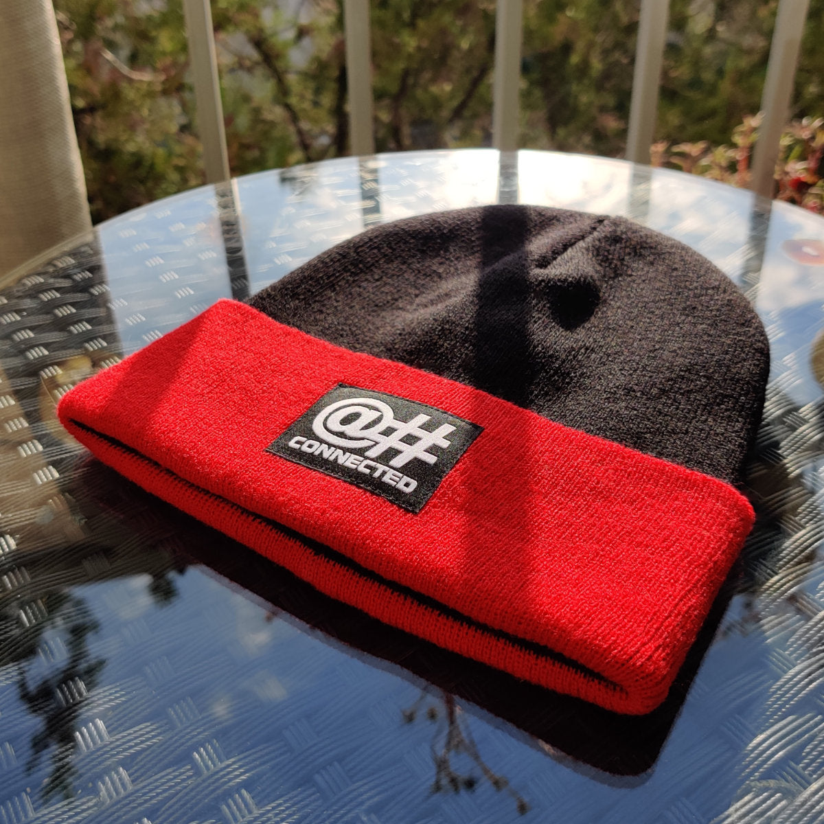 Bonnet recyclé rouge & noir