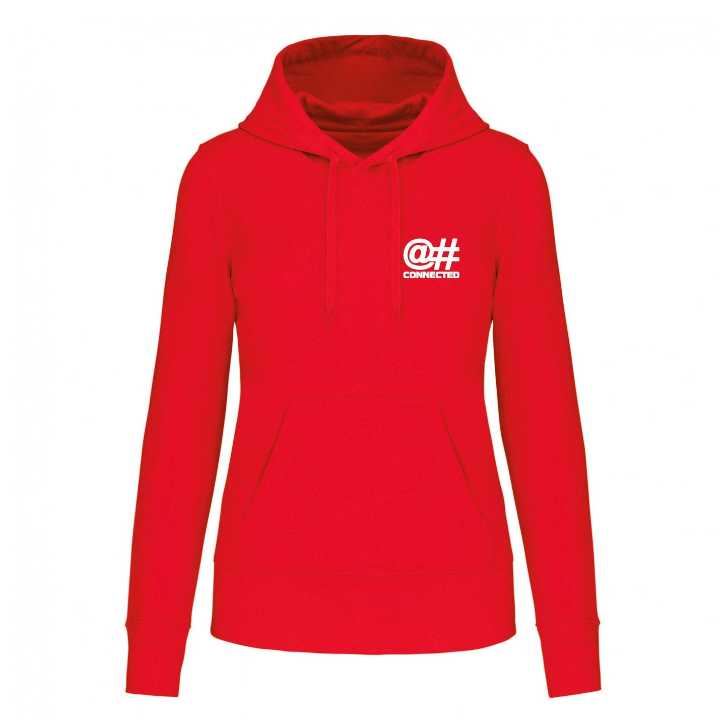 Sweat-shirt à capuche femme rouge en coton bio avec broderie 3D - CONNECTED Streetwear