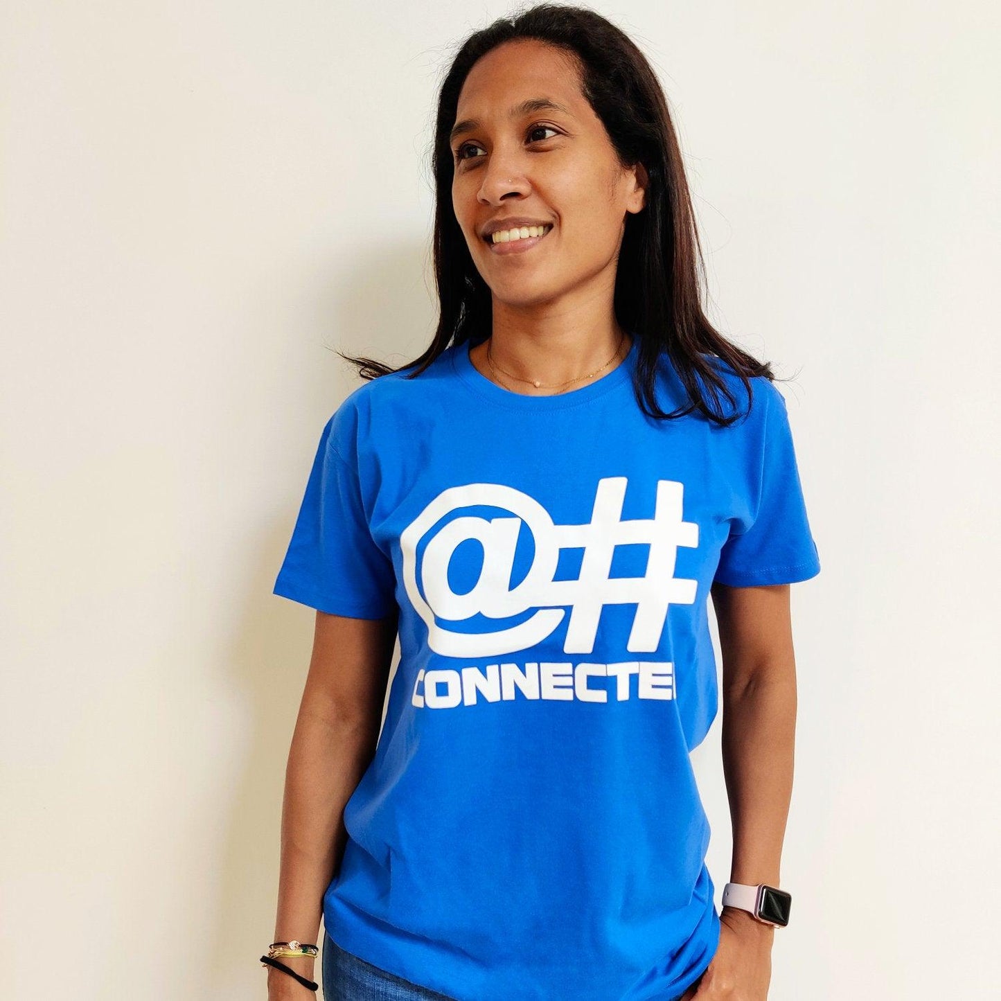 tee-shirt coton bio bleu