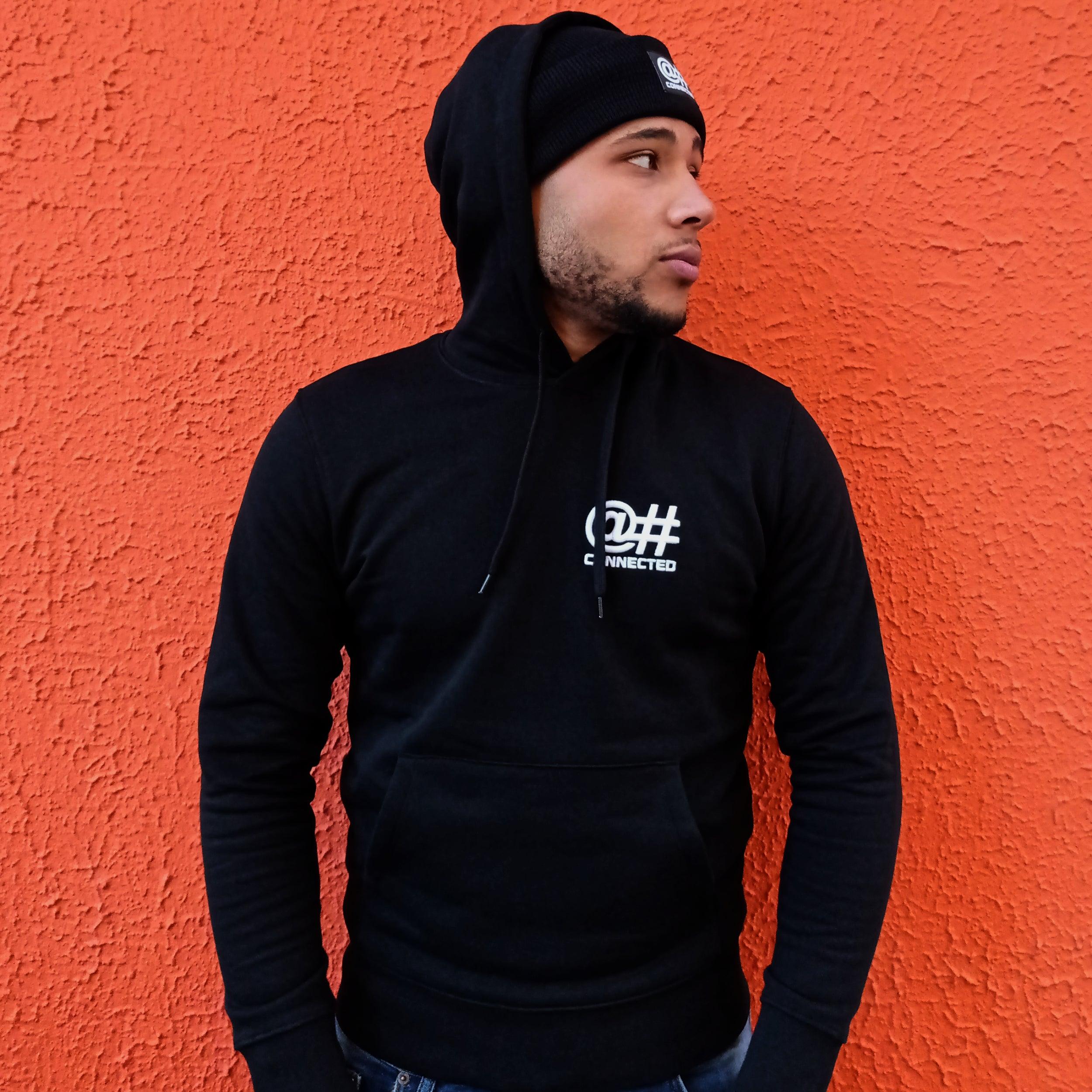 Pull noir capuche online homme