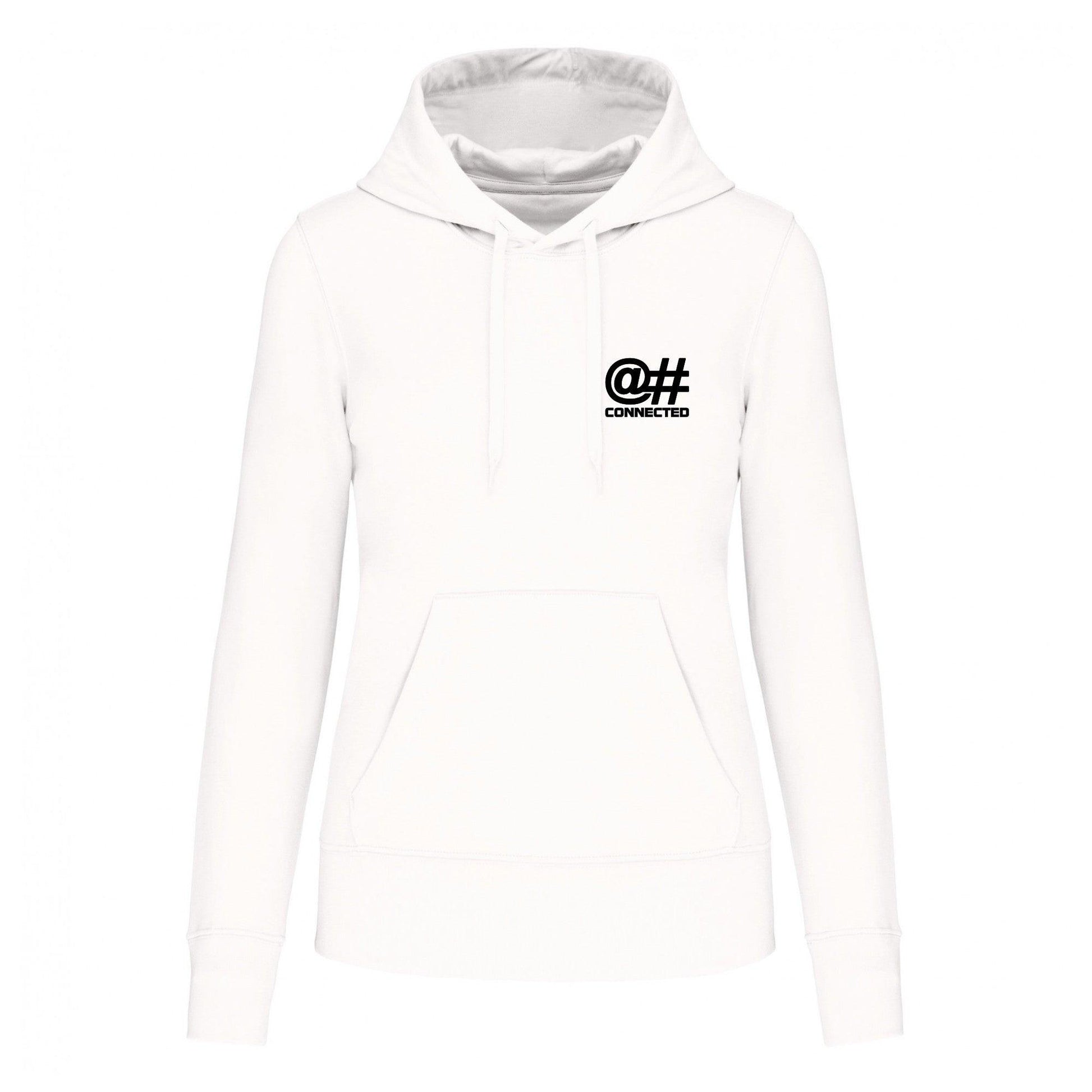 Sweat-shirt à capuche femme blanc en coton bio avec broderie 3D – CONNECTED  Streetwear